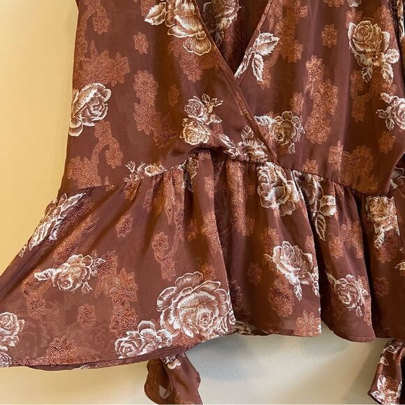 ✨ Whiteroom + Cactus Brown Floral Sheer Long Sleeve Top Small - Picture 6 of 10